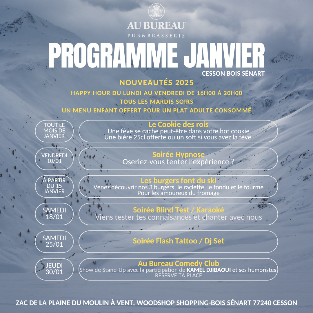 Woodshop Boissenart - Programme janvier Au Bureau ! - programme janvier au bureau - 1